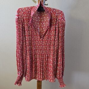 Max Studio Red Floral Blouse